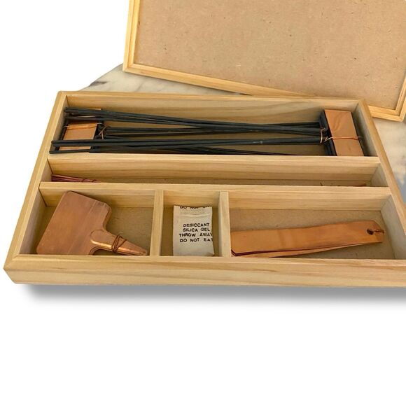 Restoration Hardware RH Copper Garden Plant Tag Marker Set in Wood Box - Picture 4 of 11